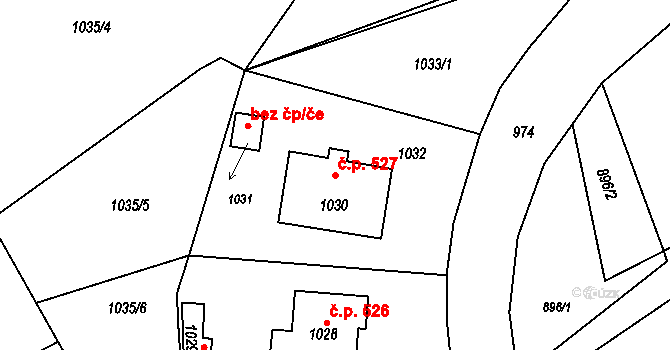 Suchdol nad Odrou 527 na parcele st. 1030 v KÚ Suchdol nad Odrou, Katastrální mapa