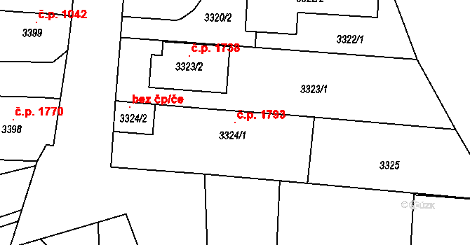 Vracov 1793 na parcele st. 3324/1 v KÚ Vracov, Katastrální mapa