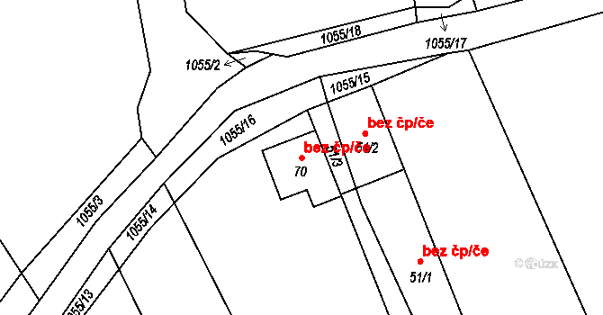 Trhové Sviny 98497693 na parcele st. 70 v KÚ Něchov, Katastrální mapa