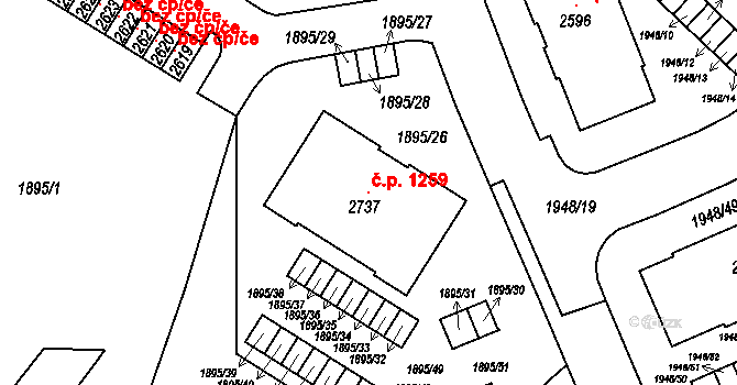 Trhové Sviny 1259 na parcele st. 2737 v KÚ Trhové Sviny, Katastrální mapa