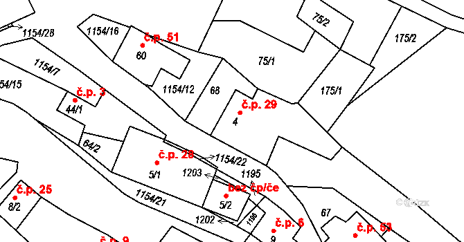 Dolní Smrčné 29, Brtnice na parcele st. 4 v KÚ Dolní Smrčné, Katastrální mapa