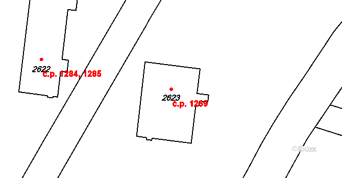 Kyjov 1269 na parcele st. 2623 v KÚ Kyjov, Katastrální mapa