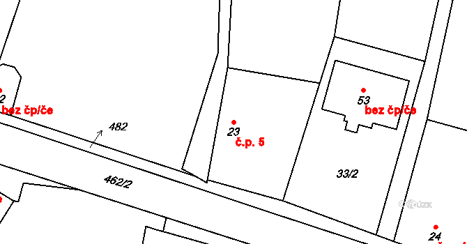 Debrník 5, Hlavatce na parcele st. 23 v KÚ Debrník, Katastrální mapa