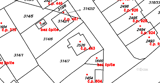 Holínské Předměstí 443, Jičín na parcele st. 2526 v KÚ Jičín, Katastrální mapa