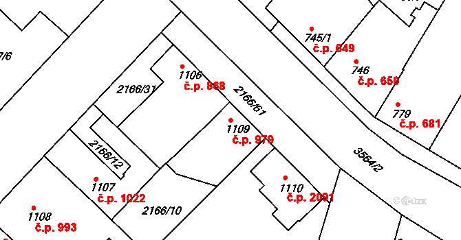 Lysá nad Labem 979 na parcele st. 1109 v KÚ Lysá nad Labem, Katastrální mapa