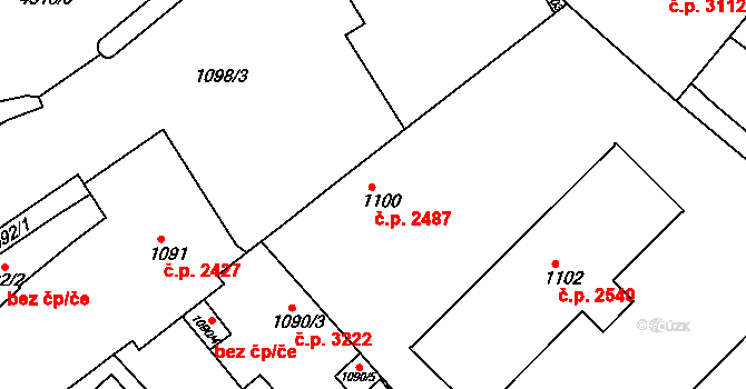 Teplice 2487 na parcele st. 1100 v KÚ Teplice, Katastrální mapa