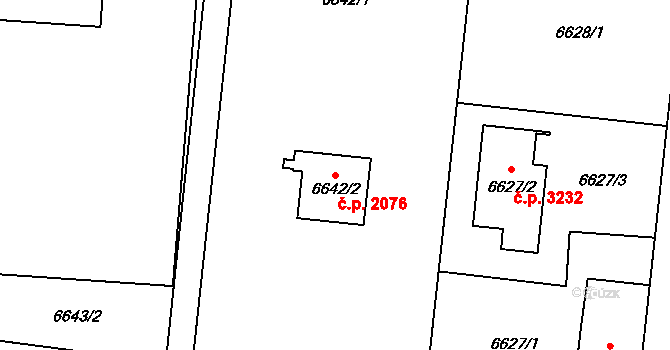 Frýdek 2076, Frýdek-Místek na parcele st. 6642/2 v KÚ Frýdek, Katastrální mapa