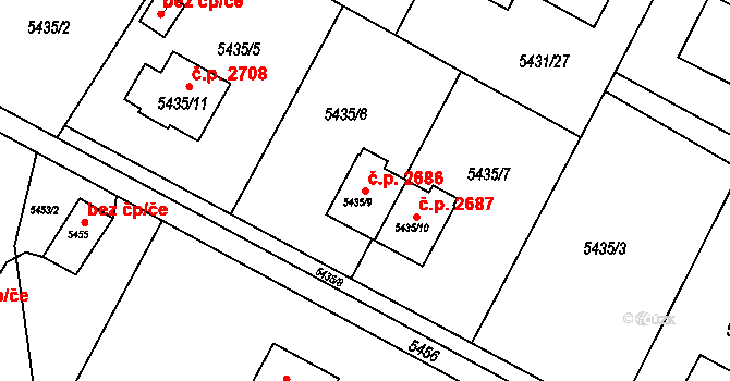 Frýdek 2686, Frýdek-Místek na parcele st. 5435/9 v KÚ Frýdek, Katastrální mapa