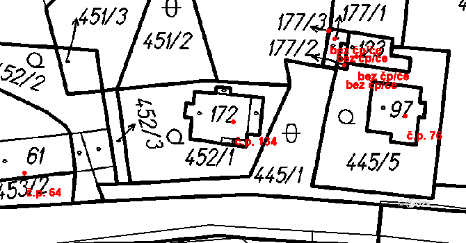 Bolešiny 134 na parcele st. 172 v KÚ Bolešiny, Katastrální mapa