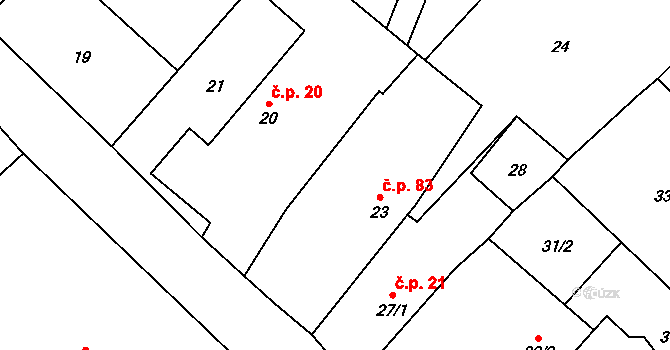 Klikov 83, Suchdol nad Lužnicí na parcele st. 23 v KÚ Klikov, Katastrální mapa