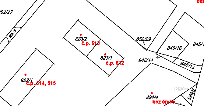 Suchdol nad Lužnicí 512 na parcele st. 823/1 v KÚ Suchdol nad Lužnicí, Katastrální mapa