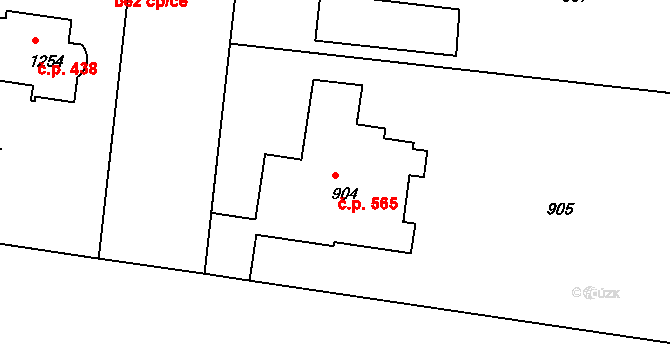 Střešovice 565, Praha na parcele st. 904 v KÚ Střešovice, Katastrální mapa