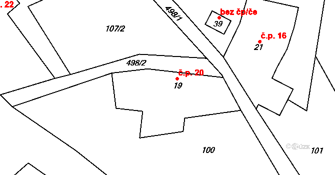 Žemličkova Lhota 20, Petrovice na parcele st. 19 v KÚ Žemličkova Lhota, Katastrální mapa