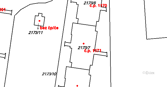 České Budějovice 2 1171, České Budějovice na parcele st. 2173/7 v KÚ České Budějovice 2, Katastrální mapa