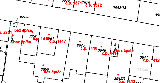 České Budějovice 3 1416, České Budějovice na parcele st. 3647 v KÚ České Budějovice 3, Katastrální mapa