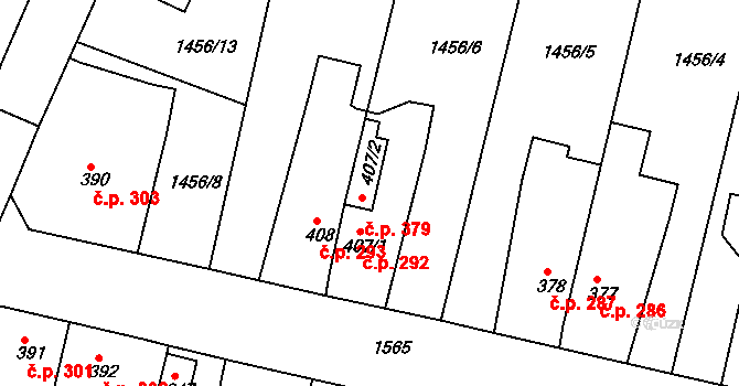 Plotiště nad Labem 379, Hradec Králové na parcele st. 407/2 v KÚ Plotiště nad Labem, Katastrální mapa
