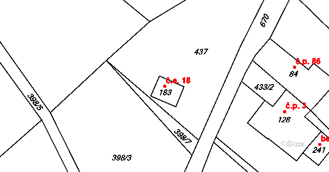 Dolní Suchá 18, Hrádek nad Nisou na parcele st. 183 v KÚ Dolní Suchá u Chotyně, Katastrální mapa