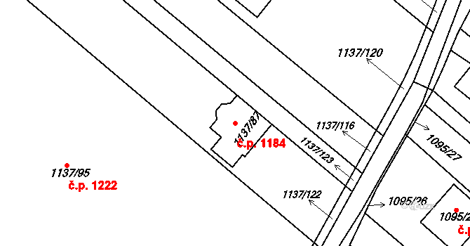 Mistřín 1184, Svatobořice-Mistřín na parcele st. 1137/87 v KÚ Mistřín, Katastrální mapa
