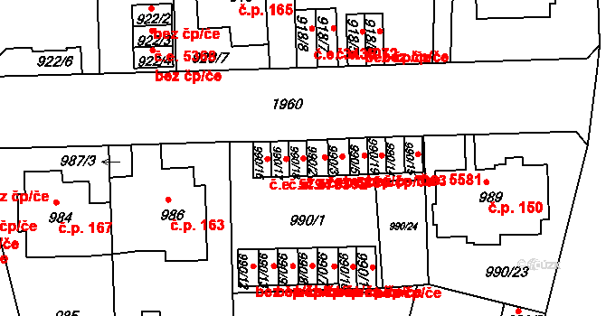 Klíše 5792, Ústí nad Labem na parcele st. 990/18 v KÚ Klíše, Katastrální mapa