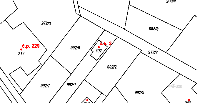 Libhošť 3 na parcele st. 702 v KÚ Libhošť, Katastrální mapa
