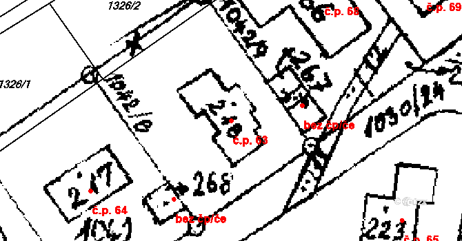 Zichovec 63 na parcele st. 218 v KÚ Zichovec, Katastrální mapa