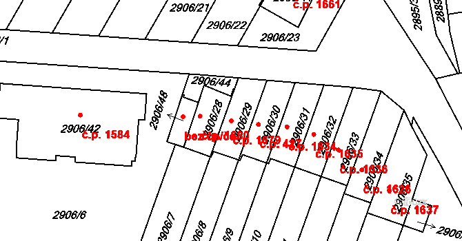 Velké Meziříčí 1679 na parcele st. 2906/29 v KÚ Velké Meziříčí, Katastrální mapa