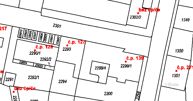 Řevnice 39612694 na parcele st. 2299/2 v KÚ Řevnice, Katastrální mapa