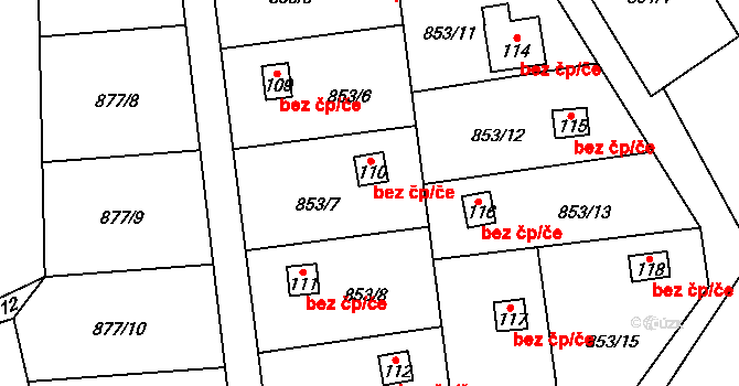 Rodvínov 41040694 na parcele st. 110 v KÚ Jindřiš, Katastrální mapa