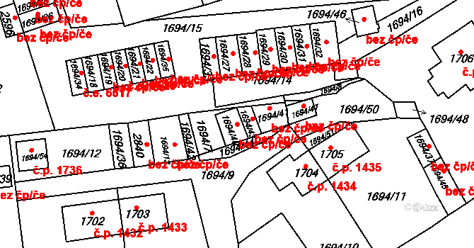 Litvínov 41283694 na parcele st. 1694/40 v KÚ Horní Litvínov, Katastrální mapa