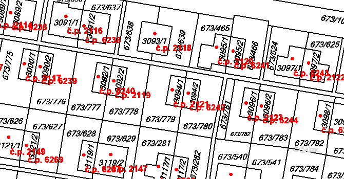 Zlín 2121 na parcele st. 3094/1 v KÚ Zlín, Katastrální mapa