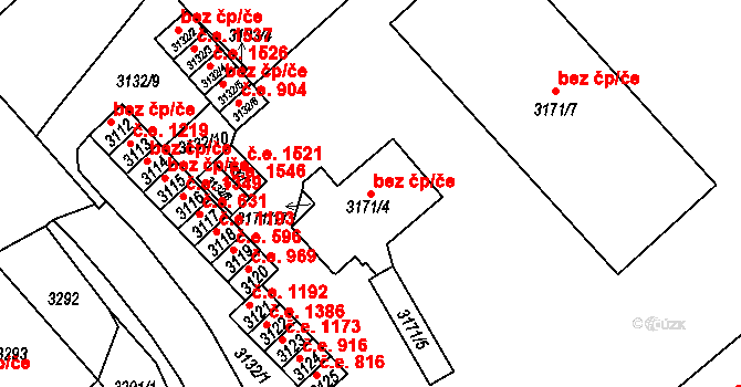 Chomutov 42070694 na parcele st. 3171/4 v KÚ Chomutov I, Katastrální mapa