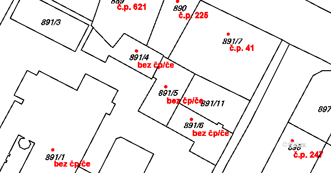 Teplice 43262694 na parcele st. 891/5 v KÚ Teplice-Trnovany, Katastrální mapa