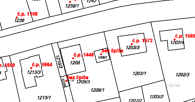 Tachov 44101694 na parcele st. 1209/2 v KÚ Tachov, Katastrální mapa