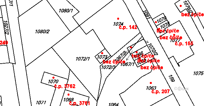 Jablonec nad Nisou 44211694 na parcele st. 1073 v KÚ Vrkoslavice, Katastrální mapa