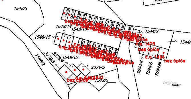 Pelhřimov 45258694 na parcele st. 1548/8 v KÚ Pelhřimov, Katastrální mapa