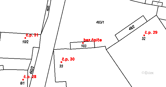 Vinařice 46300694 na parcele st. 103 v KÚ Vinařice u Loun, Katastrální mapa