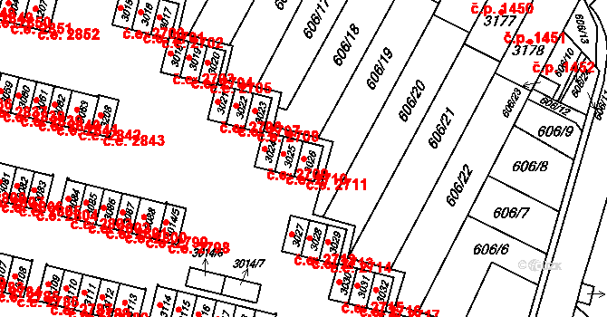 Podlesí 2711, Havířov na parcele st. 3026 v KÚ Bludovice, Katastrální mapa