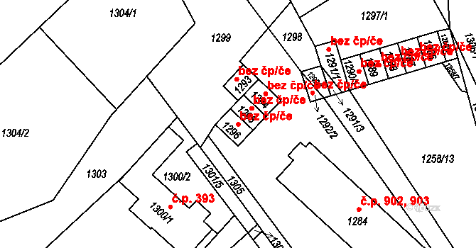 Bystřice 48956694 na parcele st. 1296 v KÚ Bystřice nad Olší, Katastrální mapa