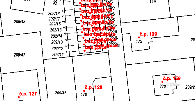 Žichovice 50141694 na parcele st. 202/10 v KÚ Žichovice, Katastrální mapa