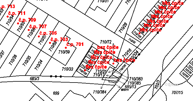 Boršov nad Vltavou 50274694 na parcele st. 710/101 v KÚ Boršov nad Vltavou, Katastrální mapa
