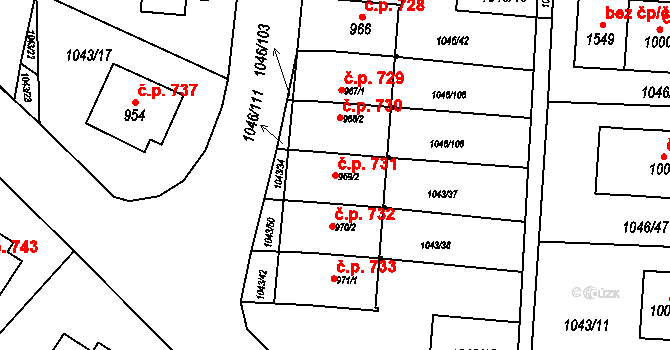 Králíky 731 na parcele st. 969/2 v KÚ Králíky, Katastrální mapa