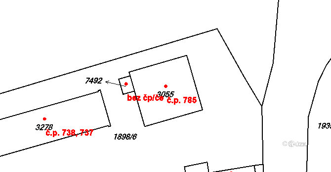 Beroun-Závodí 785, Beroun na parcele st. 3055 v KÚ Beroun, Katastrální mapa