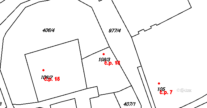 Saky 18, Třebichovice na parcele st. 108/3 v KÚ Saky, Katastrální mapa
