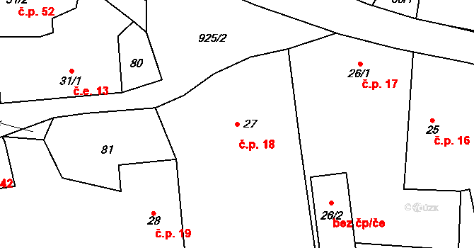 Zdebořice 18, Plánice na parcele st. 27 v KÚ Zdebořice, Katastrální mapa