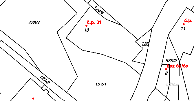 Janoušov 31 na parcele st. 10 v KÚ Janoušov, Katastrální mapa