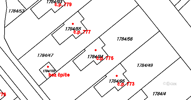 Lednice 775 na parcele st. 1784/94 v KÚ Lednice na Moravě, Katastrální mapa