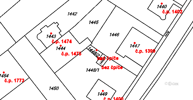 Chomutov 82623694 na parcele st. 1448/2 v KÚ Chomutov I, Katastrální mapa