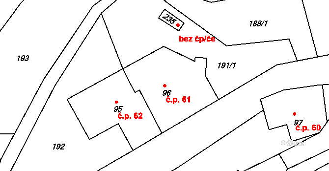 Merklovice 61, Vamberk na parcele st. 96 v KÚ Merklovice, Katastrální mapa