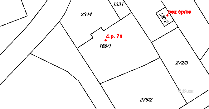 Paršovice 71 na parcele st. 168/1 v KÚ Paršovice, Katastrální mapa