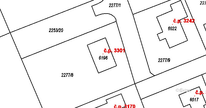 Dvůr Králové nad Labem 3301 na parcele st. 6196 v KÚ Dvůr Králové nad Labem, Katastrální mapa